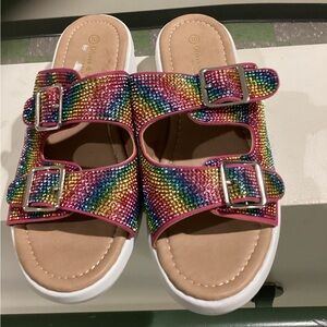 Olivia & Kate Rainbow Colored Slip On Sandals- Sz:10